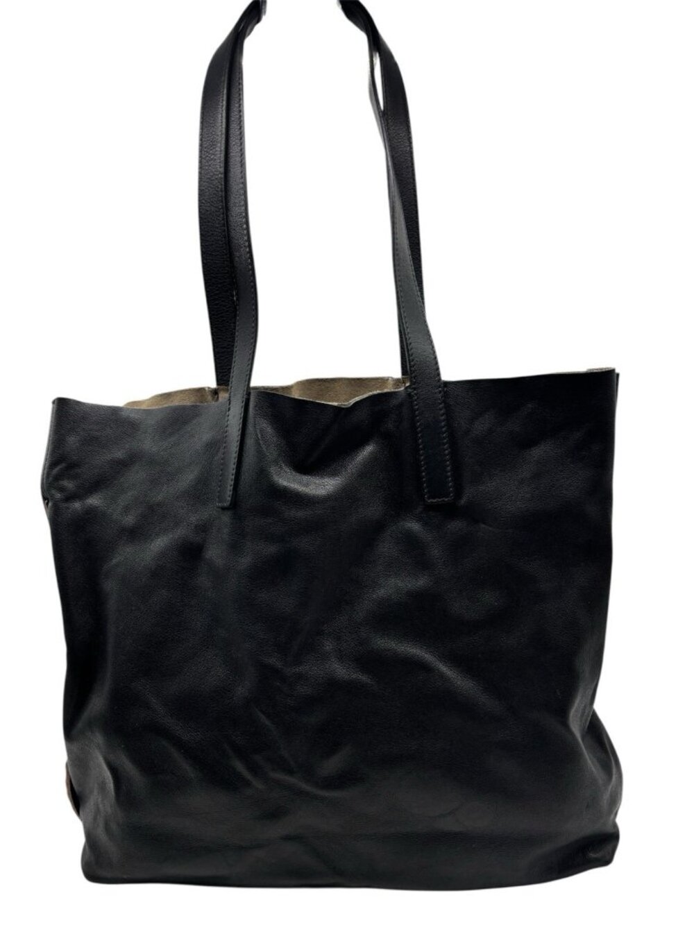 Everlane Black Leather Minimalist Tote Bag | Made in Italy | Classic